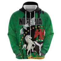 Nigeria Independence Day Zip Hoodie National Seal with Peace Dove African Pattern - Wonder Print Shop
