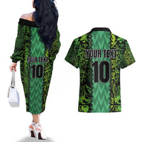 Custom Nigeria Football Champion 2024 Couples Matching Off The Shoulder Long Sleeve Dress and Hawaiian Shirt - Wonder Print Shop