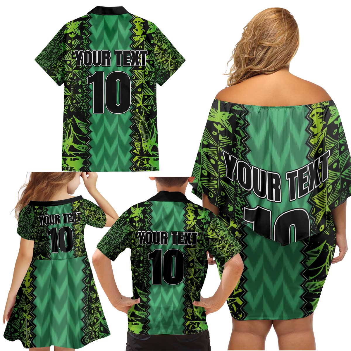 Custom Nigeria Football Champion 2024 Family Matching Off Shoulder Short Dress and Hawaiian Shirt - Wonder Print Shop