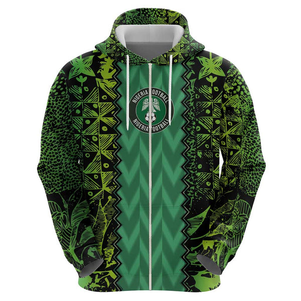 Nigeria Zip Hoodie Nigeria Coat Of Arms Simple Style LT14