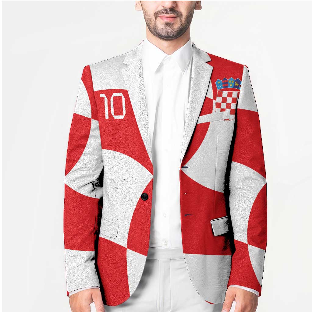 Custom Croatia National Football Blazer Reds and Whites Checkered - Wonder Print Shop