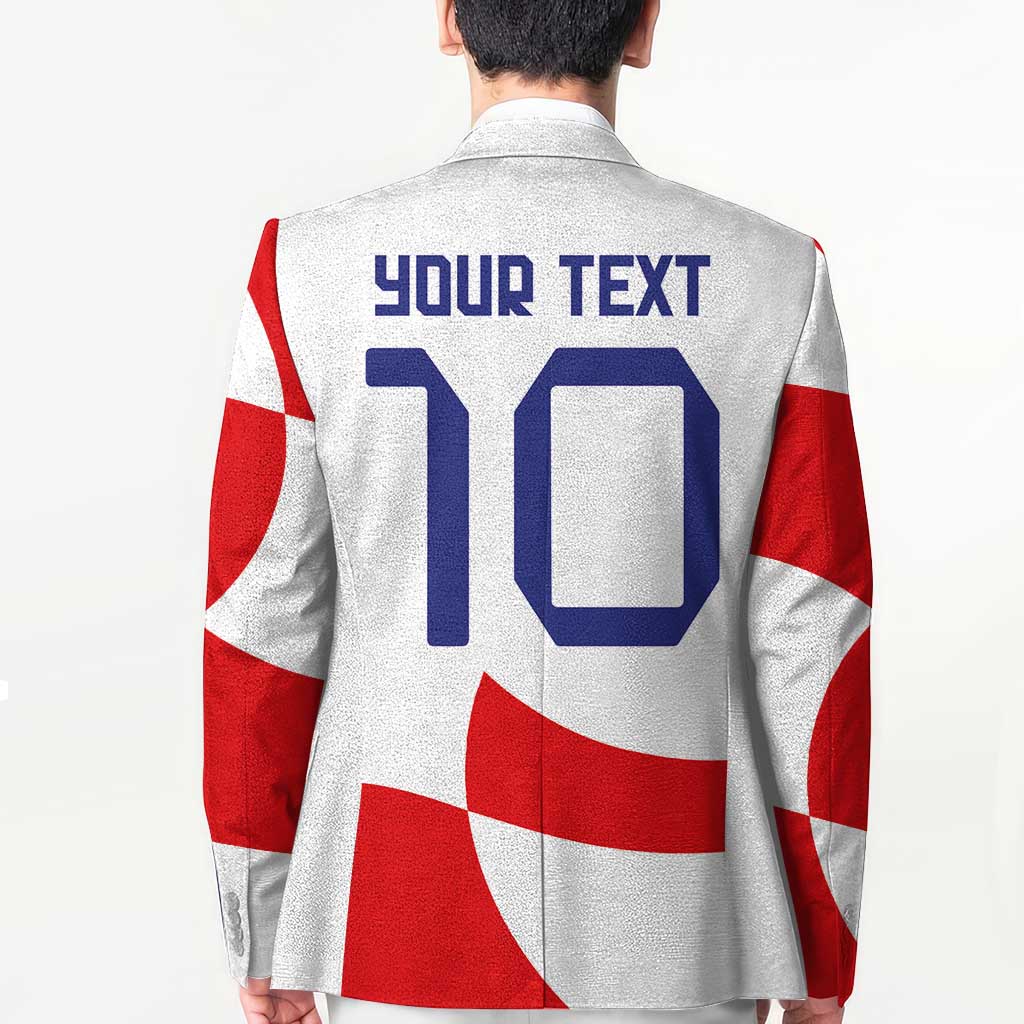 Custom Croatia National Football Blazer Reds and Whites Checkered - Wonder Print Shop