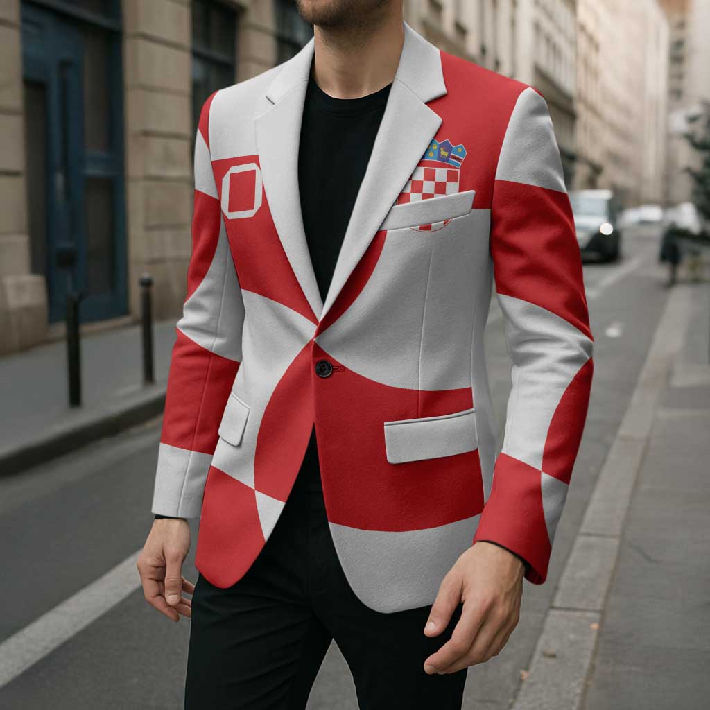 Custom Croatia National Football Blazer Reds and Whites Checkered - Wonder Print Shop