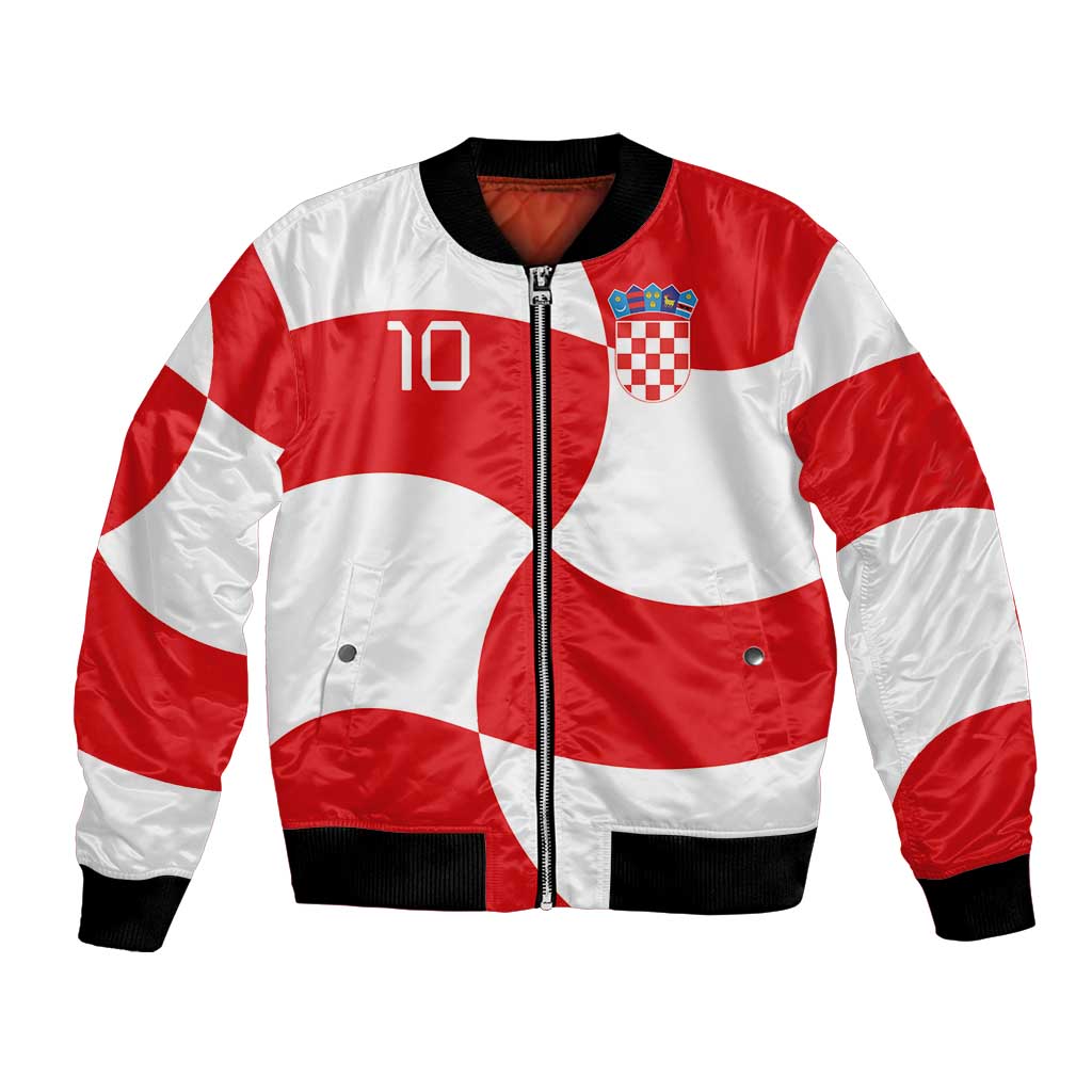 Custom Croatia National Football Bomber Jacket Reds and Whites Checkered - Wonder Print Shop