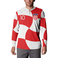 Custom Croatia National Football Button Sweatshirt Reds and Whites Checkered - Wonder Print Shop