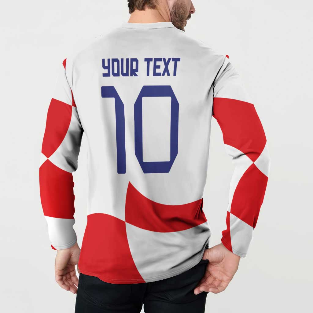 Custom Croatia National Football Button Sweatshirt Reds and Whites Checkered - Wonder Print Shop