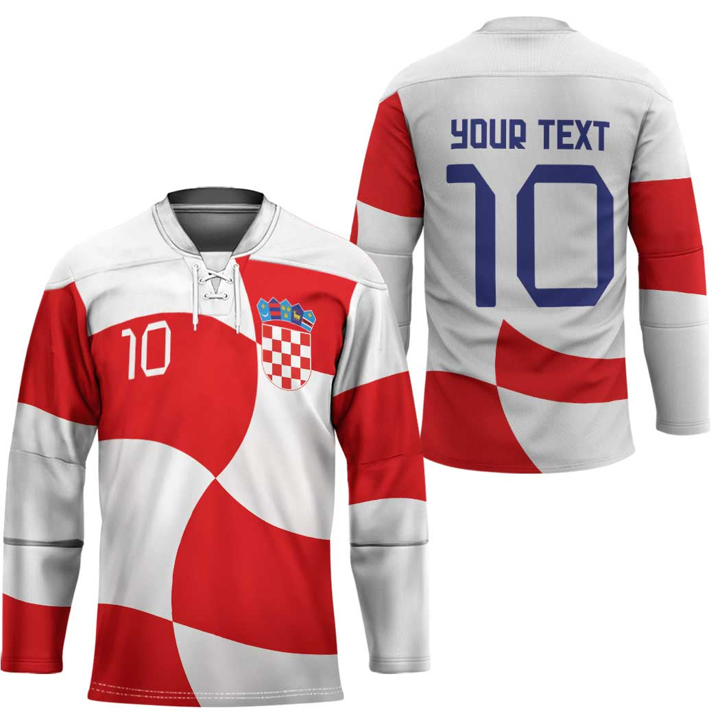 Custom Croatia National Football Hockey Jersey Reds and Whites Checkered - Wonder Print Shop