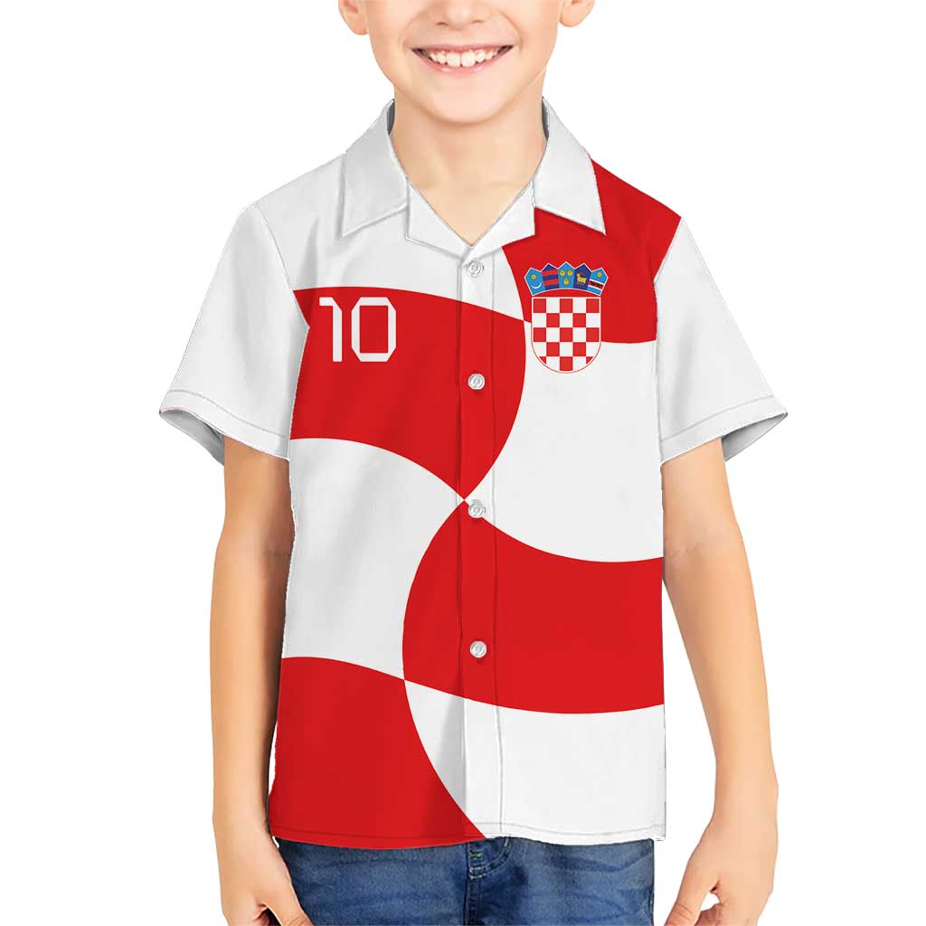 Custom Croatia National Football Kid Hawaiian Shirt Reds and Whites Checkered - Wonder Print Shop