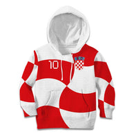 Custom Croatia National Football Kid Hoodie Reds and Whites Checkered - Wonder Print Shop