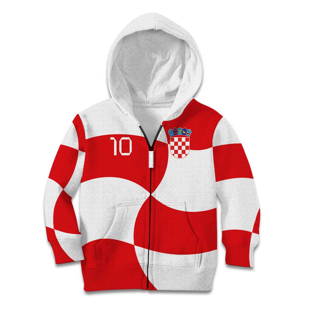 Custom Croatia National Football Kid Hoodie Reds and Whites Checkered - Wonder Print Shop