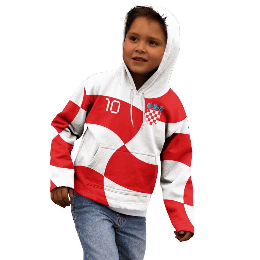 Custom Croatia National Football Kid Hoodie Reds and Whites Checkered - Wonder Print Shop