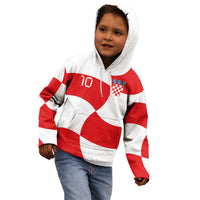 Custom Croatia National Football Kid Hoodie Reds and Whites Checkered - Wonder Print Shop