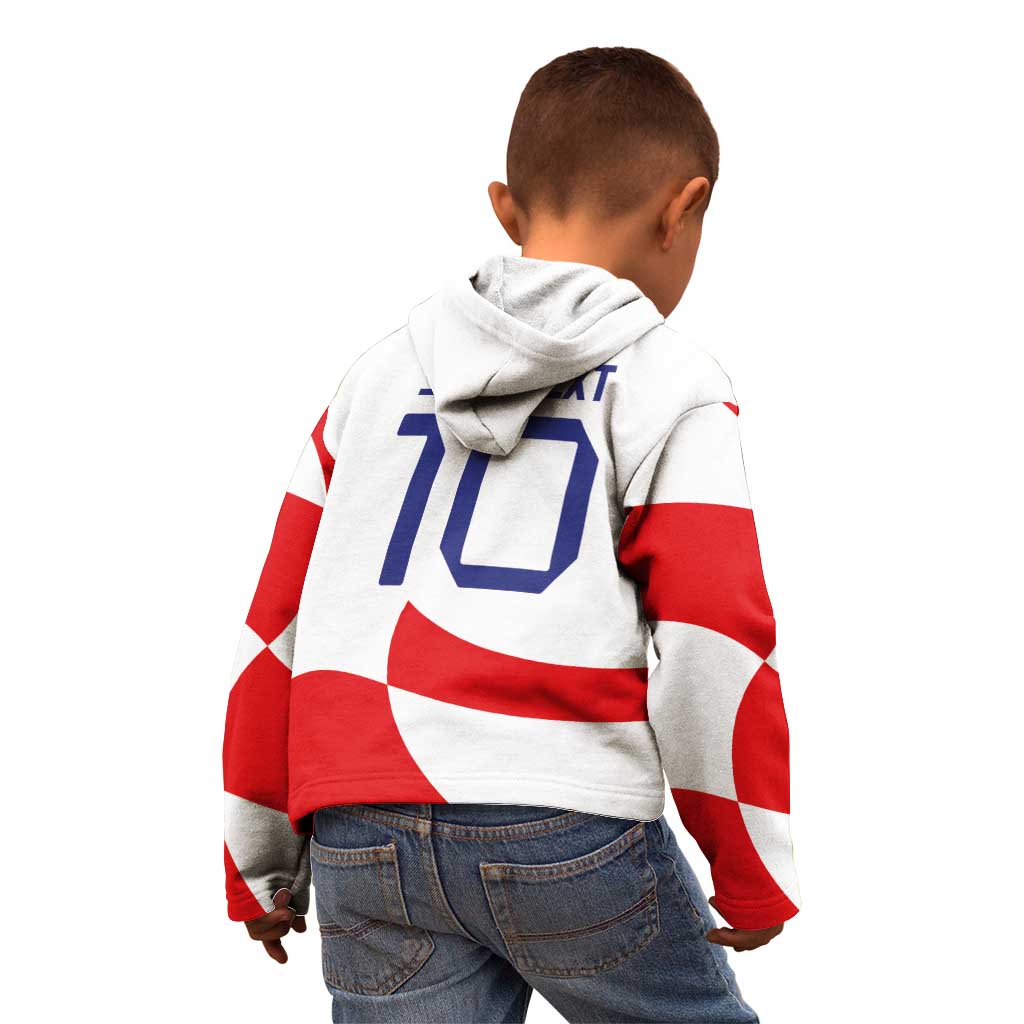 Custom Croatia National Football Kid Hoodie Reds and Whites Checkered - Wonder Print Shop