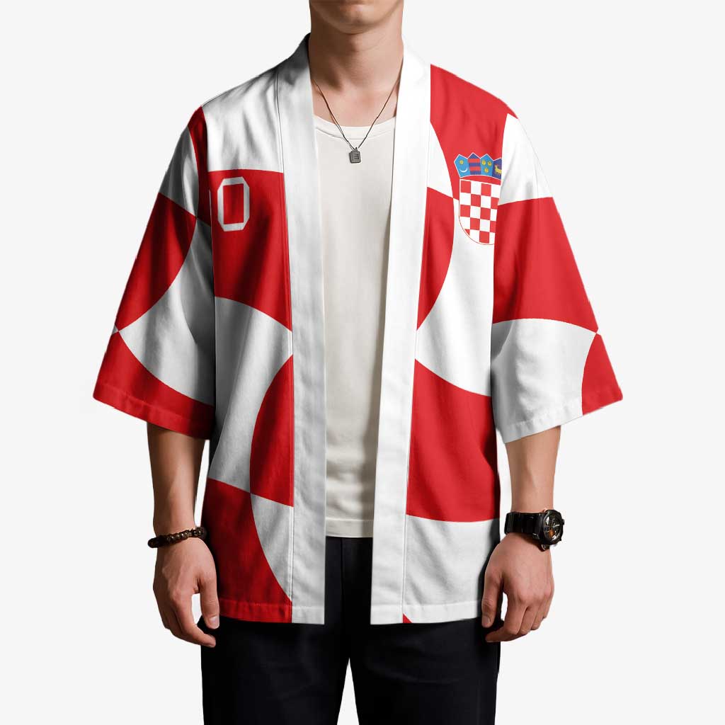 Custom Croatia National Football Kimono Reds and Whites Checkered - Wonder Print Shop