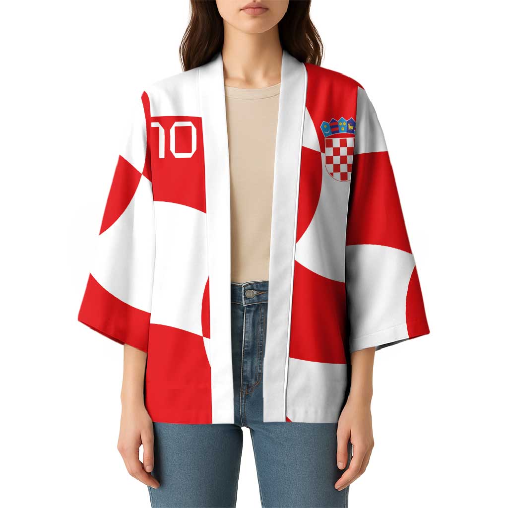 Custom Croatia National Football Kimono Reds and Whites Checkered - Wonder Print Shop