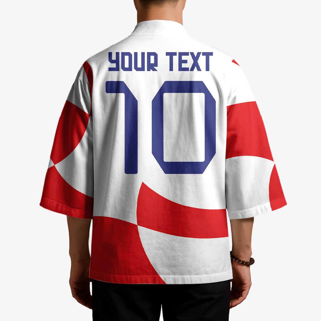 Custom Croatia National Football Kimono Reds and Whites Checkered - Wonder Print Shop
