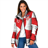 Custom Croatia National Football Padded Jacket Reds and Whites Checkered - Wonder Print Shop