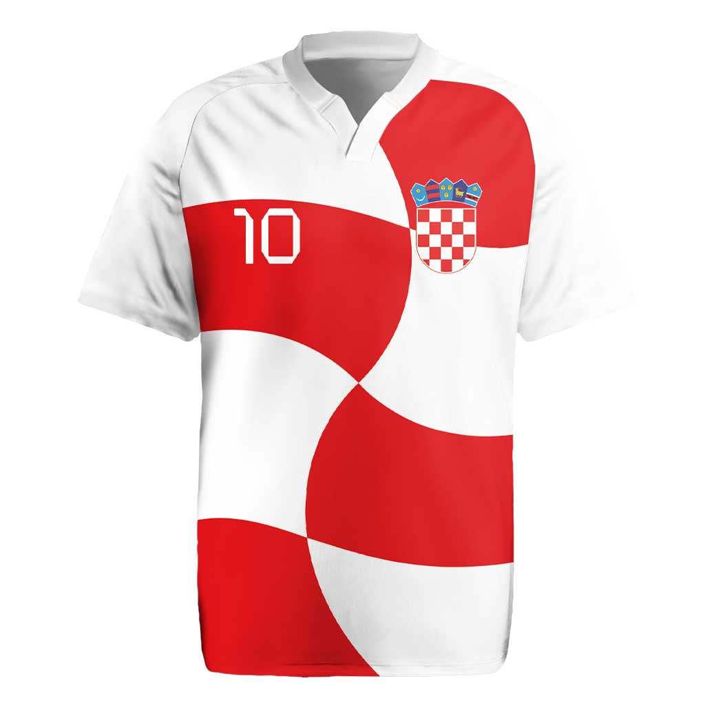 Custom Croatia National Football Rugby Jersey Reds and Whites Checkered - Wonder Print Shop