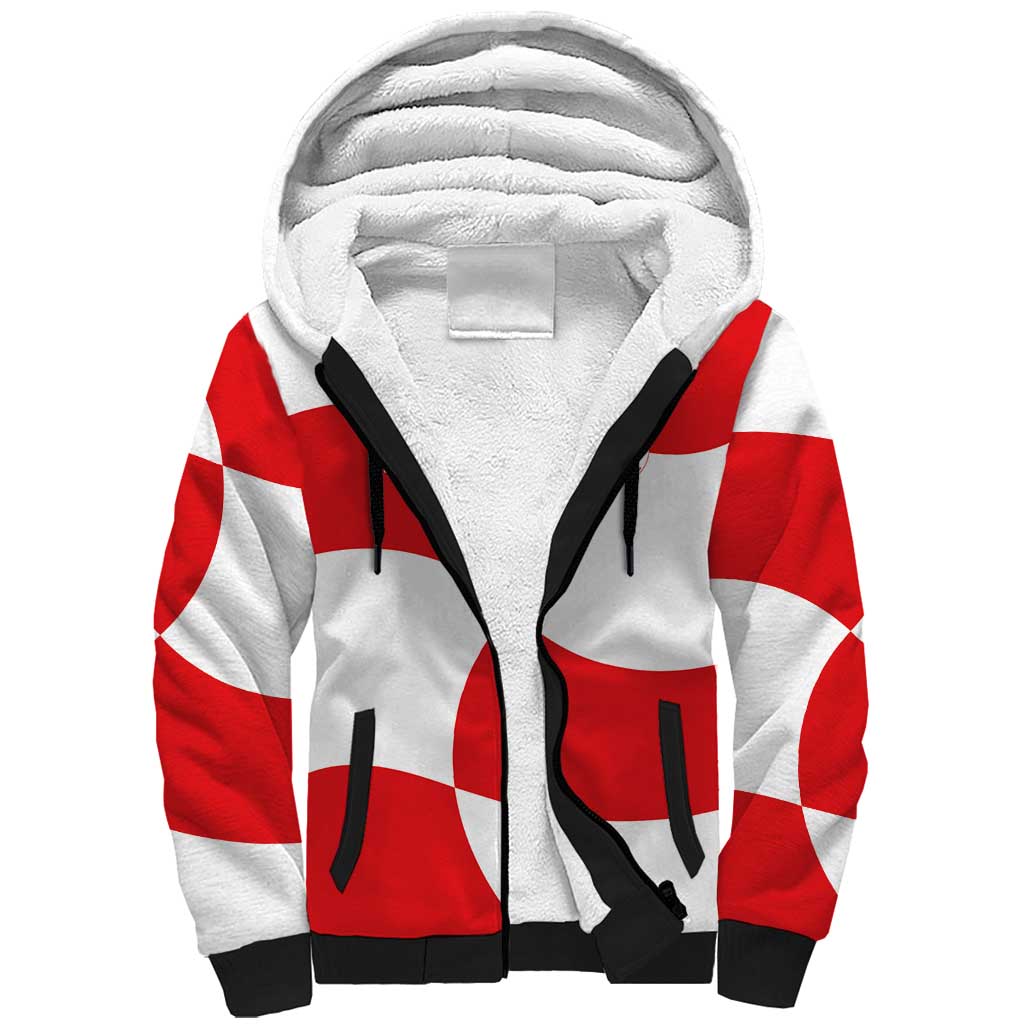 Custom Croatia National Football Sherpa Hoodie Reds and Whites Checkered - Wonder Print Shop