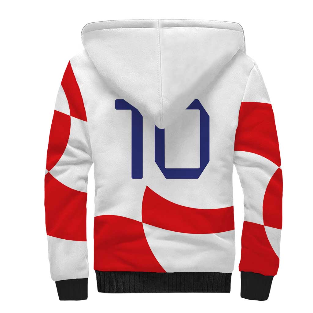 Custom Croatia National Football Sherpa Hoodie Reds and Whites Checkered - Wonder Print Shop