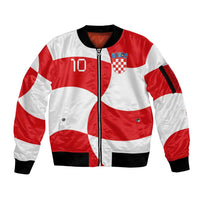 Custom Croatia National Football Sleeve Zip Bomber Jacket Reds and Whites Checkered - Wonder Print Shop