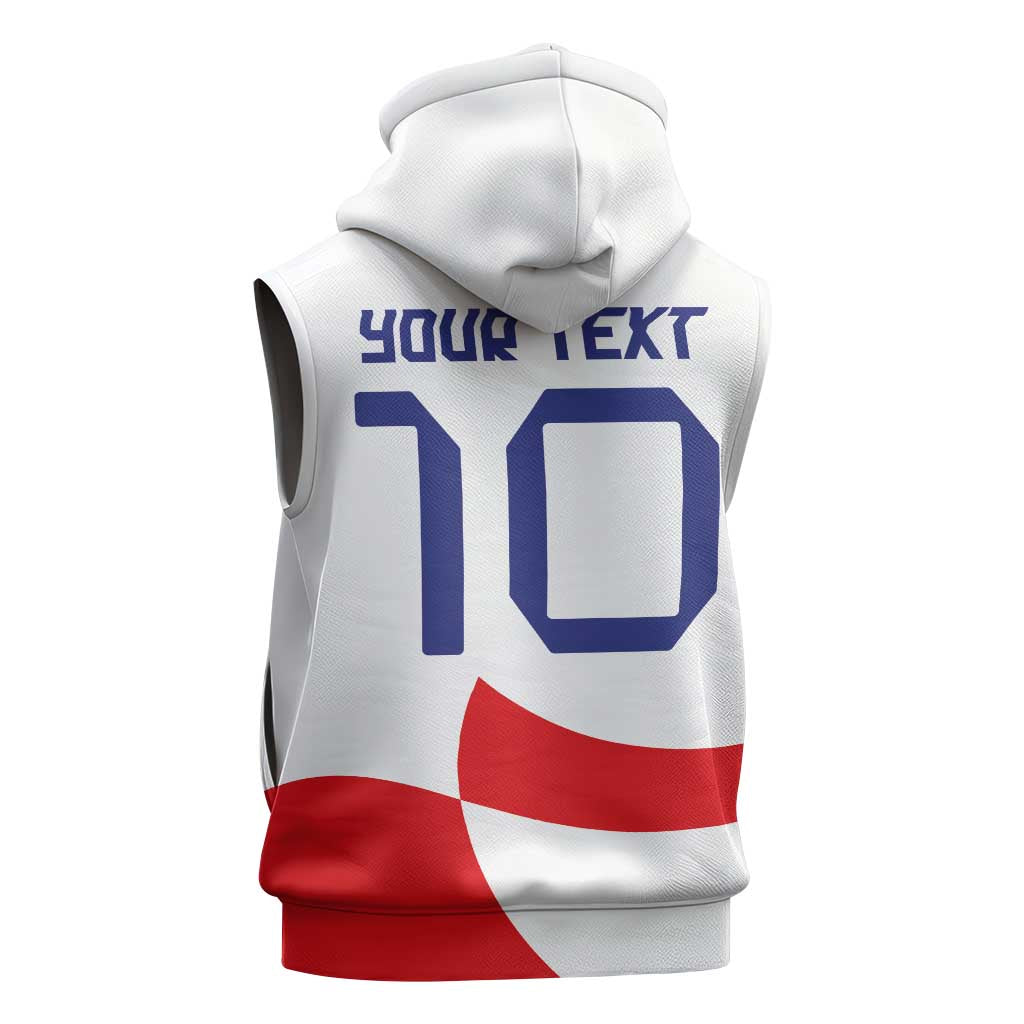Custom Croatia National Football Sleeveless Hoodie Reds and Whites Checkered - Wonder Print Shop