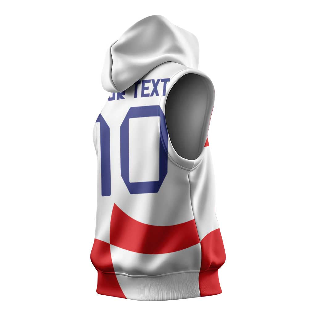 Custom Croatia National Football Sleeveless Hoodie Reds and Whites Checkered - Wonder Print Shop