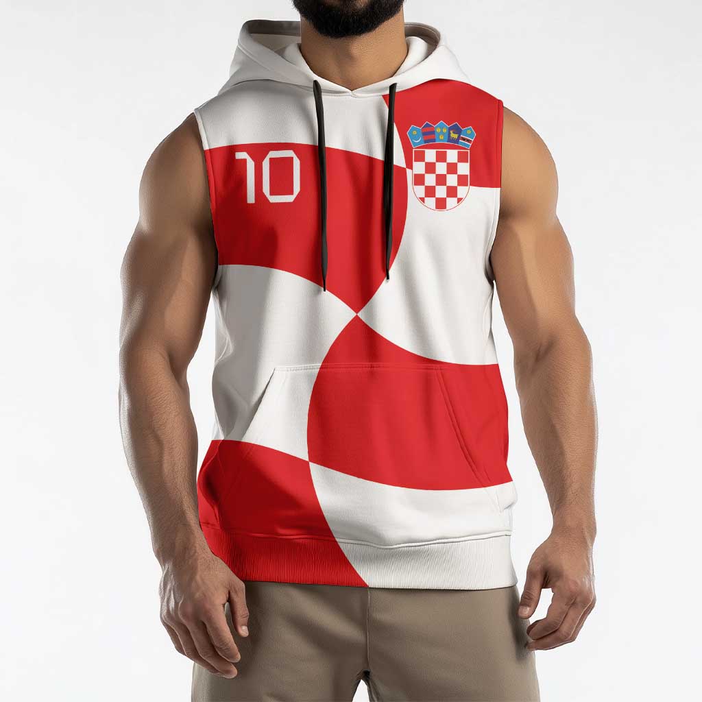 Custom Croatia National Football Sleeveless Hoodie Reds and Whites Checkered - Wonder Print Shop