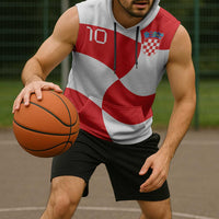 Custom Croatia National Football Sleeveless Hoodie Reds and Whites Checkered - Wonder Print Shop