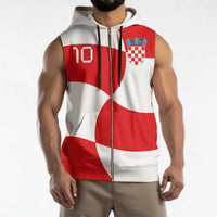 Custom Croatia National Football Sleeveless Zip Hoodie Reds and Whites Checkered - Wonder Print Shop