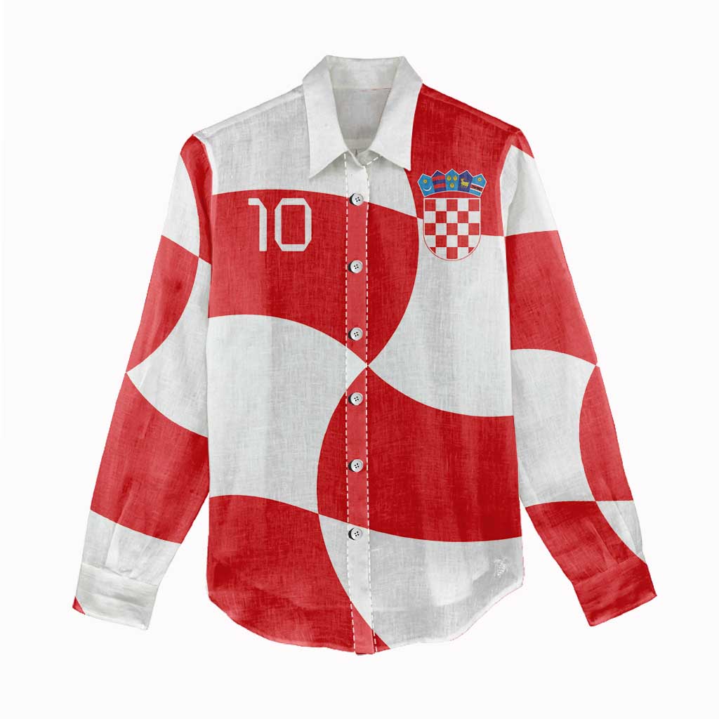 Custom Croatia National Football Women Casual Shirt Reds and Whites Checkered - Wonder Print Shop