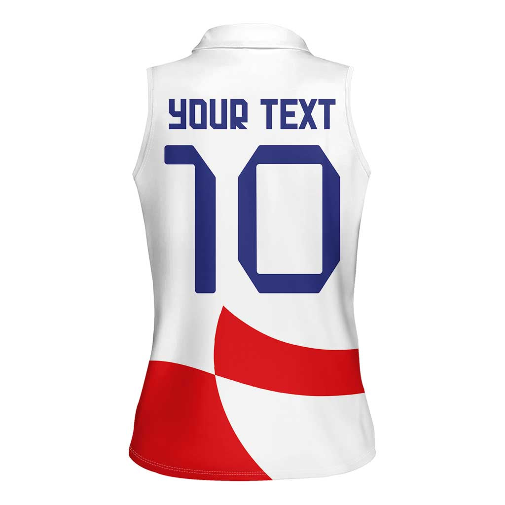 Custom Croatia National Football Women Sleeveless Polo Shirt Reds and Whites Checkered - Wonder Print Shop