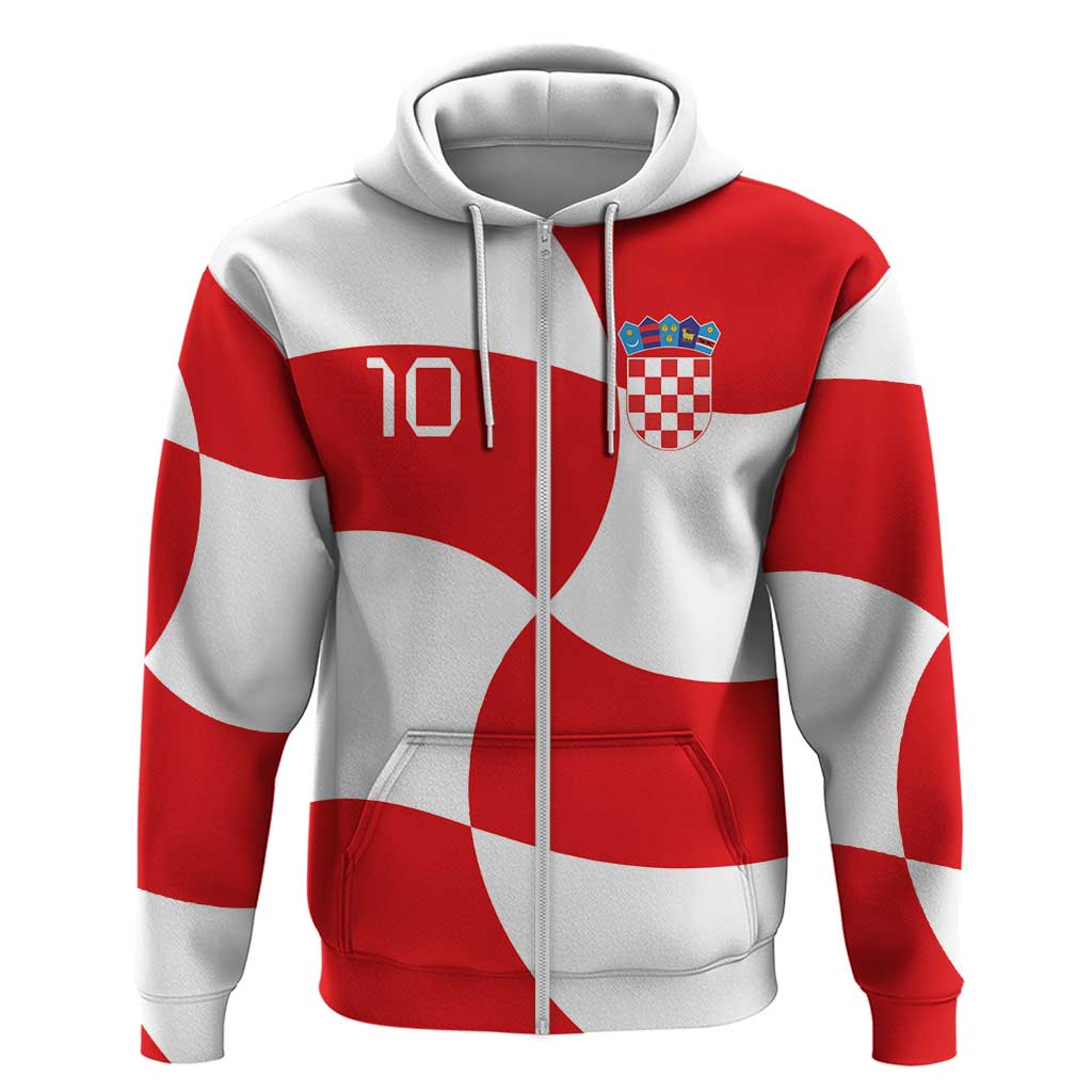 Custom Croatia National Football Zip Hoodie Reds and Whites Checkered - Wonder Print Shop