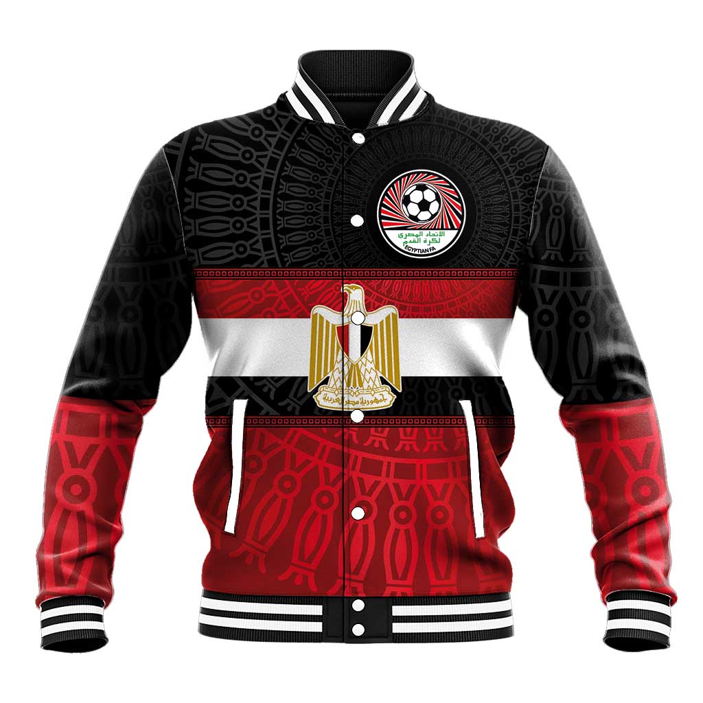 Custom Egypt National Football Baseball Jacket Egyptian Geometric and Flag - Wonder Print Shop