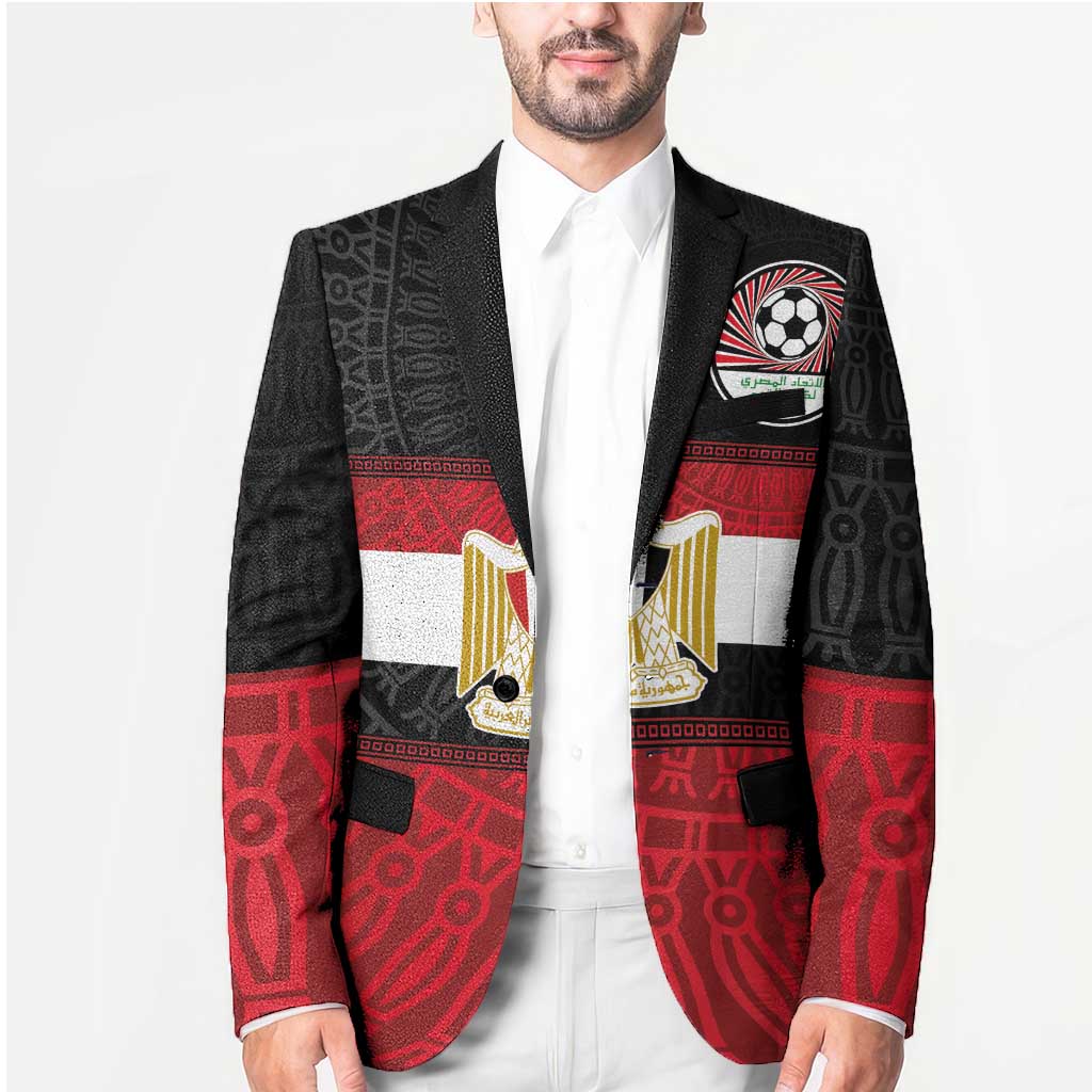 Custom Egypt National Football Blazer Egyptian Geometric and Flag - Wonder Print Shop