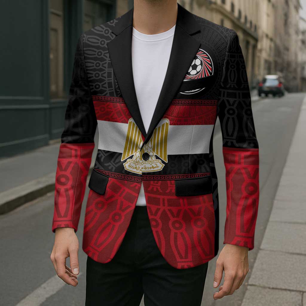 Custom Egypt National Football Blazer Egyptian Geometric and Flag - Wonder Print Shop