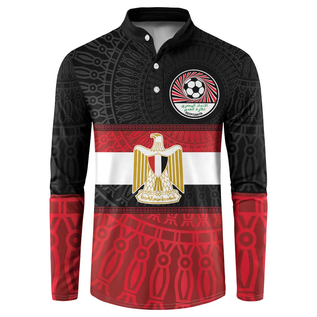 Custom Egypt National Football Button Sweatshirt Egyptian Geometric and Flag - Wonder Print Shop