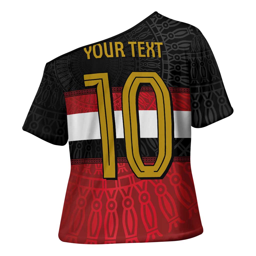 Custom Egypt National Football Cross Shoulder Shirt Egyptian Geometric and Flag - Wonder Print Shop