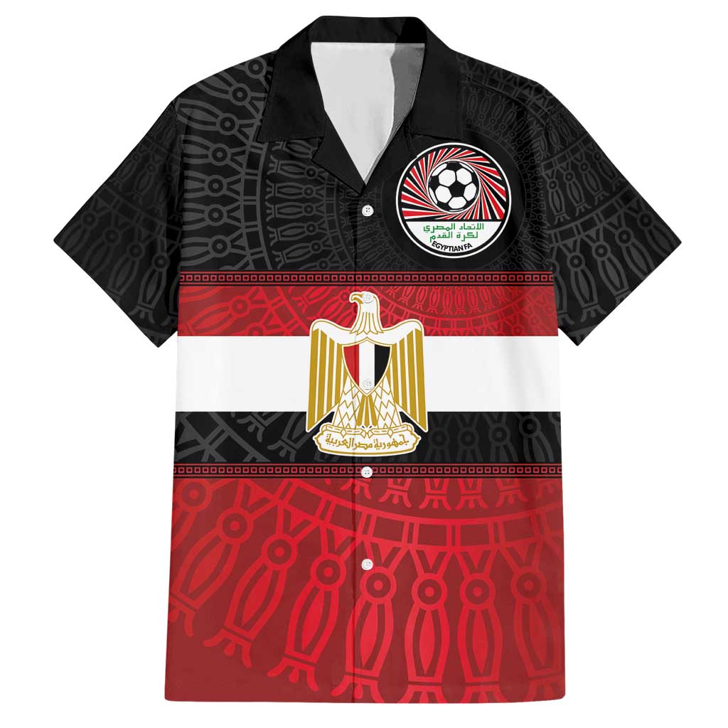 Custom Egypt National Football Hawaiian Shirt Egyptian Geometric and Flag - Wonder Print Shop
