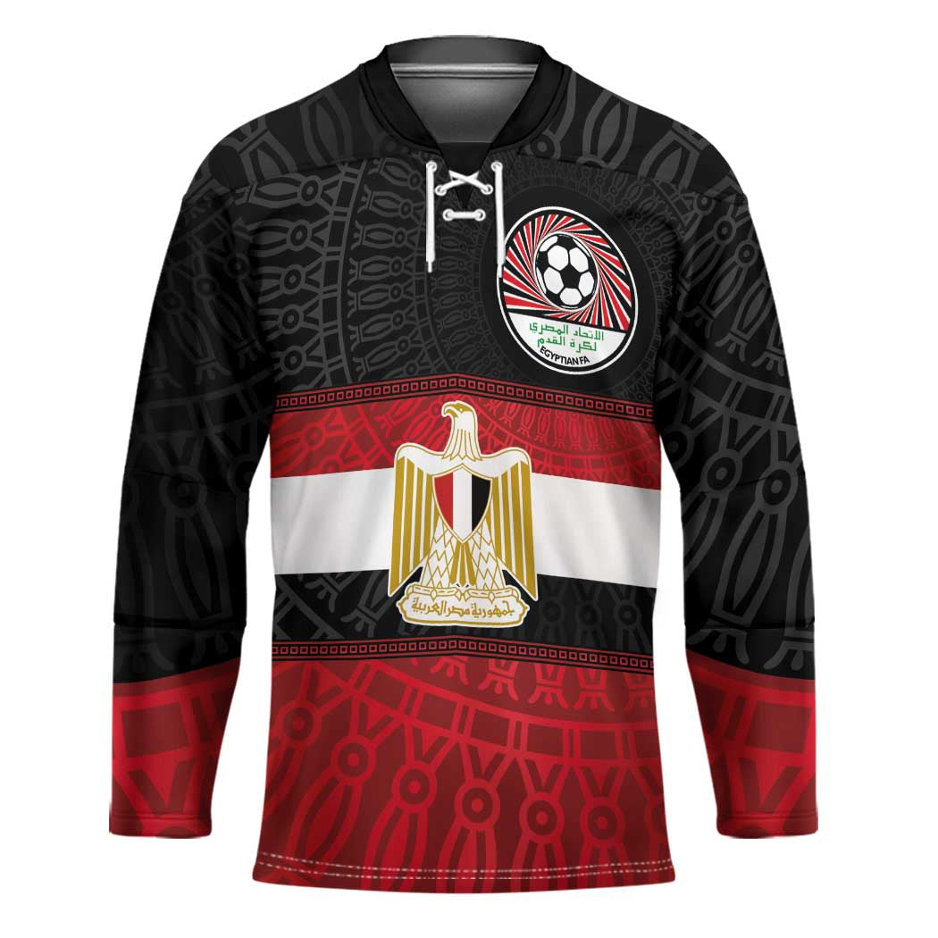 Custom Egypt National Football Hockey Jersey Egyptian Geometric and Flag - Wonder Print Shop