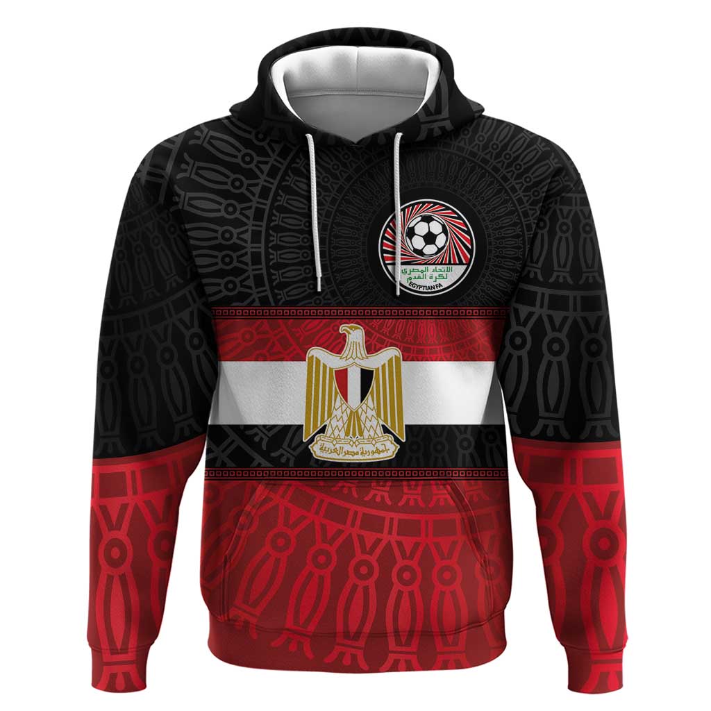 Custom Egypt National Football Hoodie Egyptian Geometric and Flag - Wonder Print Shop