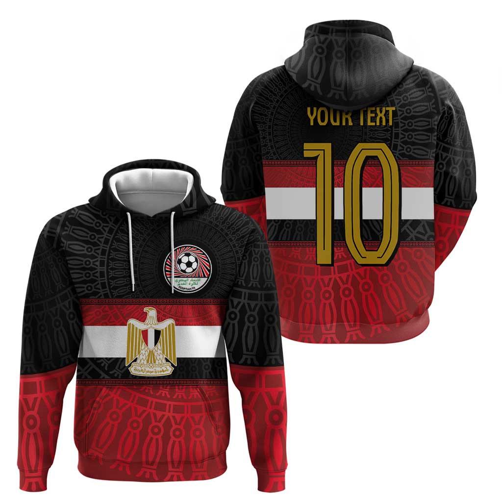 Custom Egypt National Football Hoodie Egyptian Geometric and Flag - Wonder Print Shop