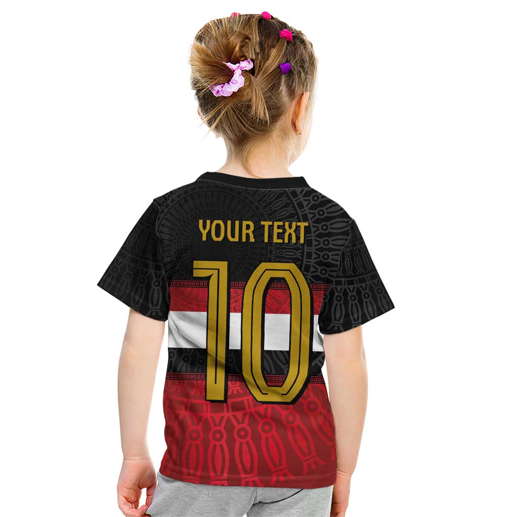 Custom Egypt National Football Kid T Shirt Egyptian Geometric and Flag - Wonder Print Shop