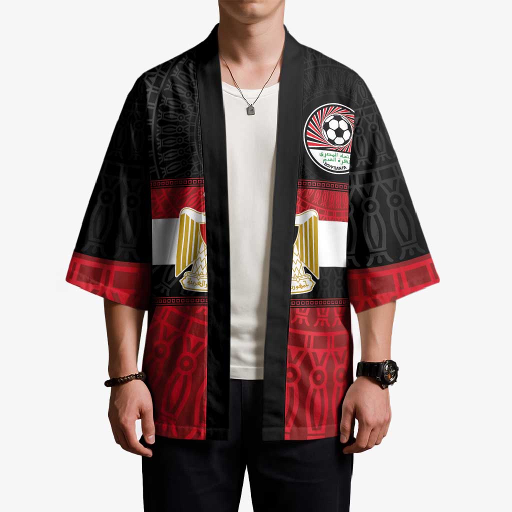 Custom Egypt National Football Kimono Egyptian Geometric and Flag - Wonder Print Shop