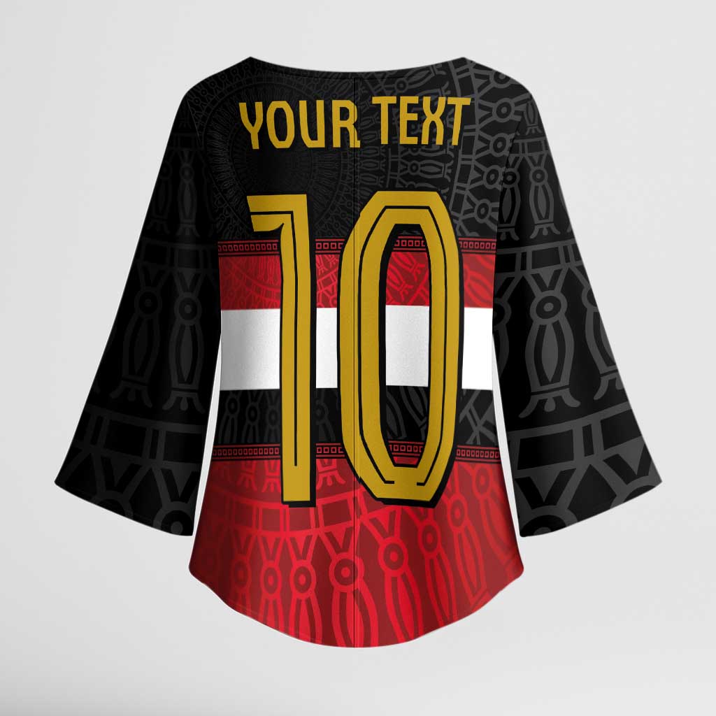 Custom Egypt National Football Kimono Sleeve Blouse Egyptian Geometric and Flag - Wonder Print Shop
