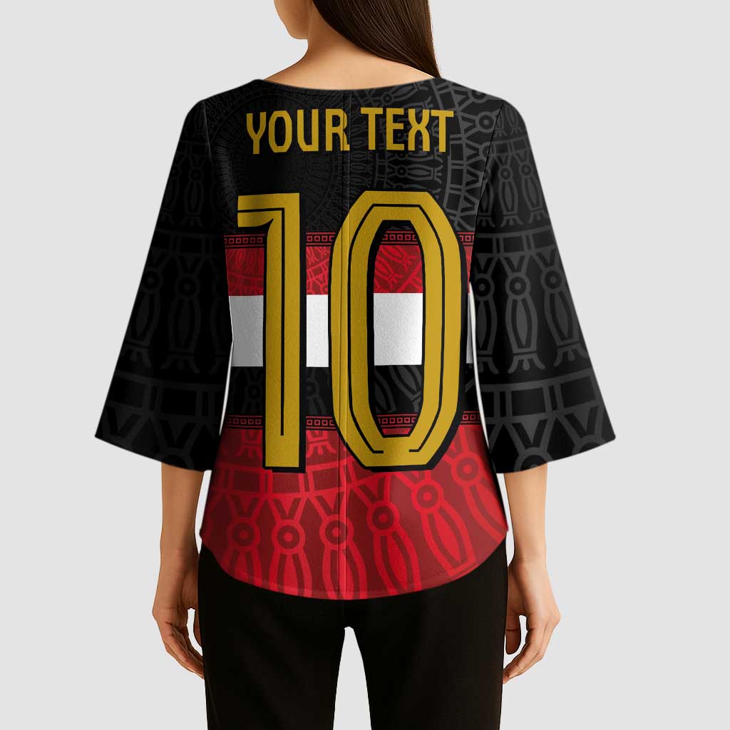 Custom Egypt National Football Kimono Sleeve Blouse Egyptian Geometric and Flag - Wonder Print Shop