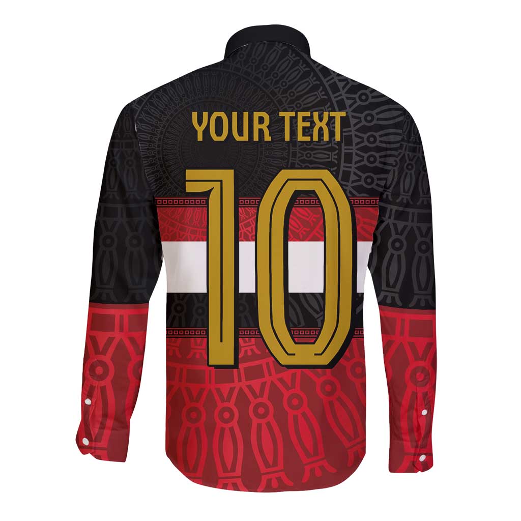 Custom Egypt National Football Long Sleeve Button Shirt Egyptian Geometric and Flag - Wonder Print Shop