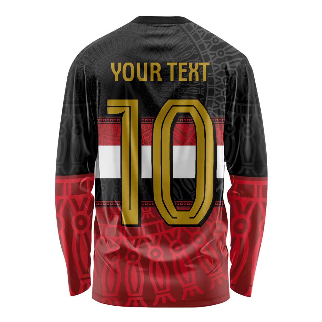 Custom Egypt National Football Long Sleeve Shirt Egyptian Geometric and Flag - Wonder Print Shop