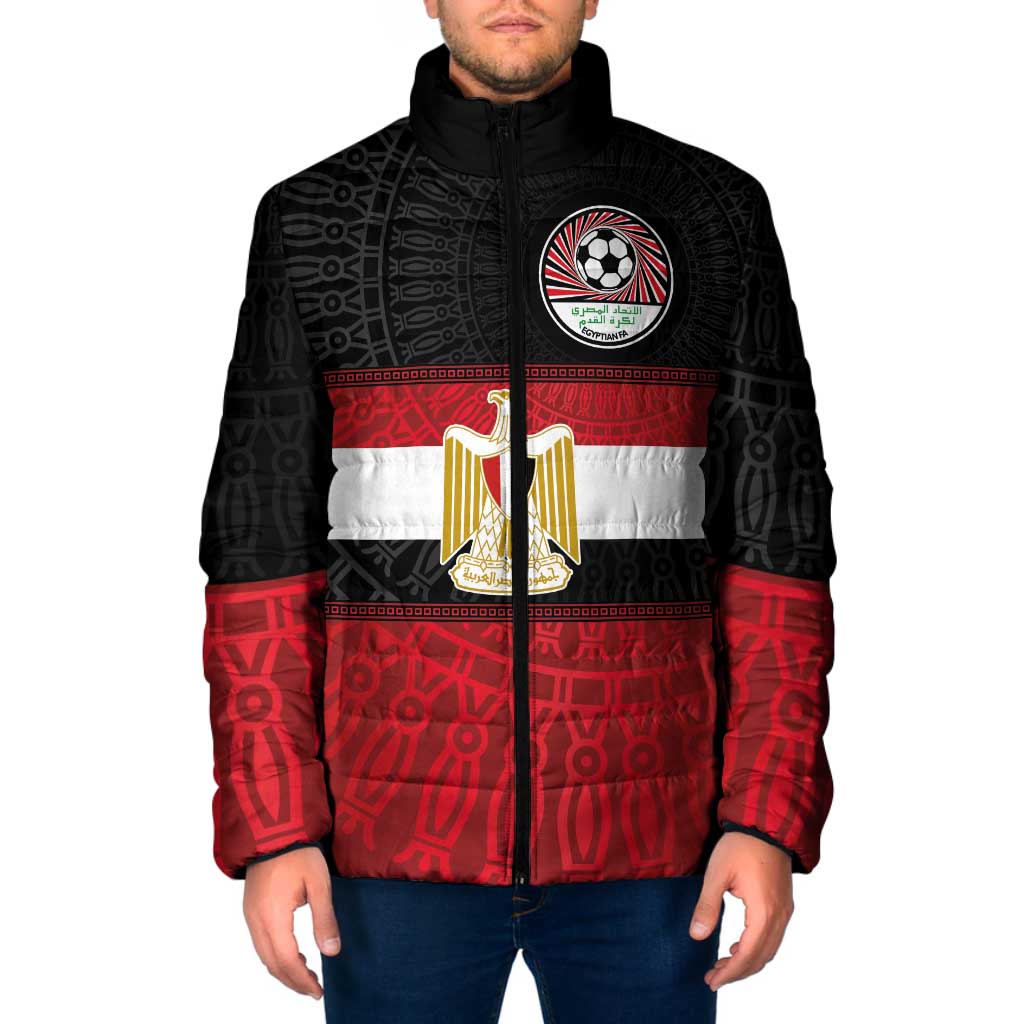 Custom Egypt National Football Padded Jacket Egyptian Geometric and Flag - Wonder Print Shop