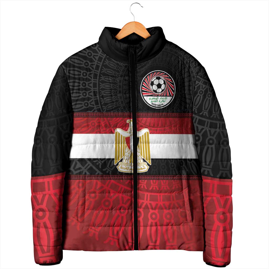 Custom Egypt National Football Padded Jacket Egyptian Geometric and Flag - Wonder Print Shop